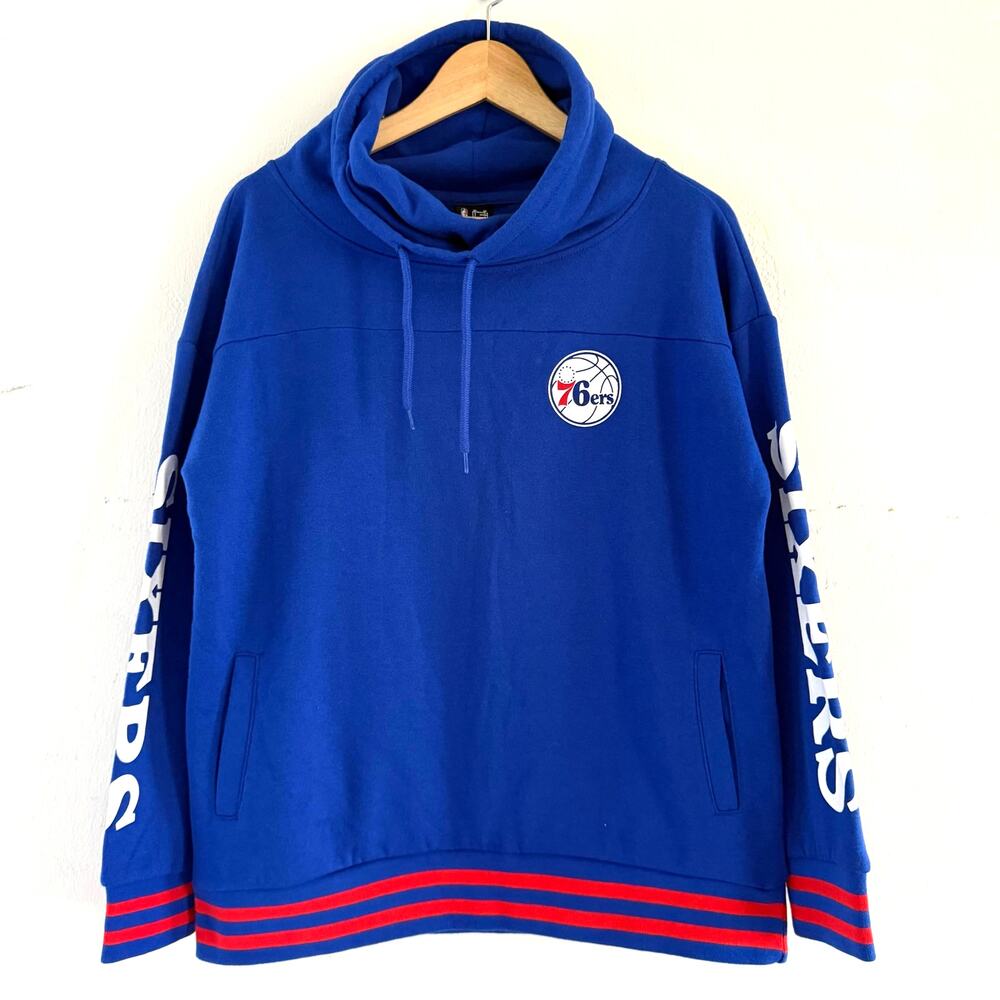 NBA Philadelphia 76ers Sixers Turtleneck Pullover Sweater Blue Women Size Medium